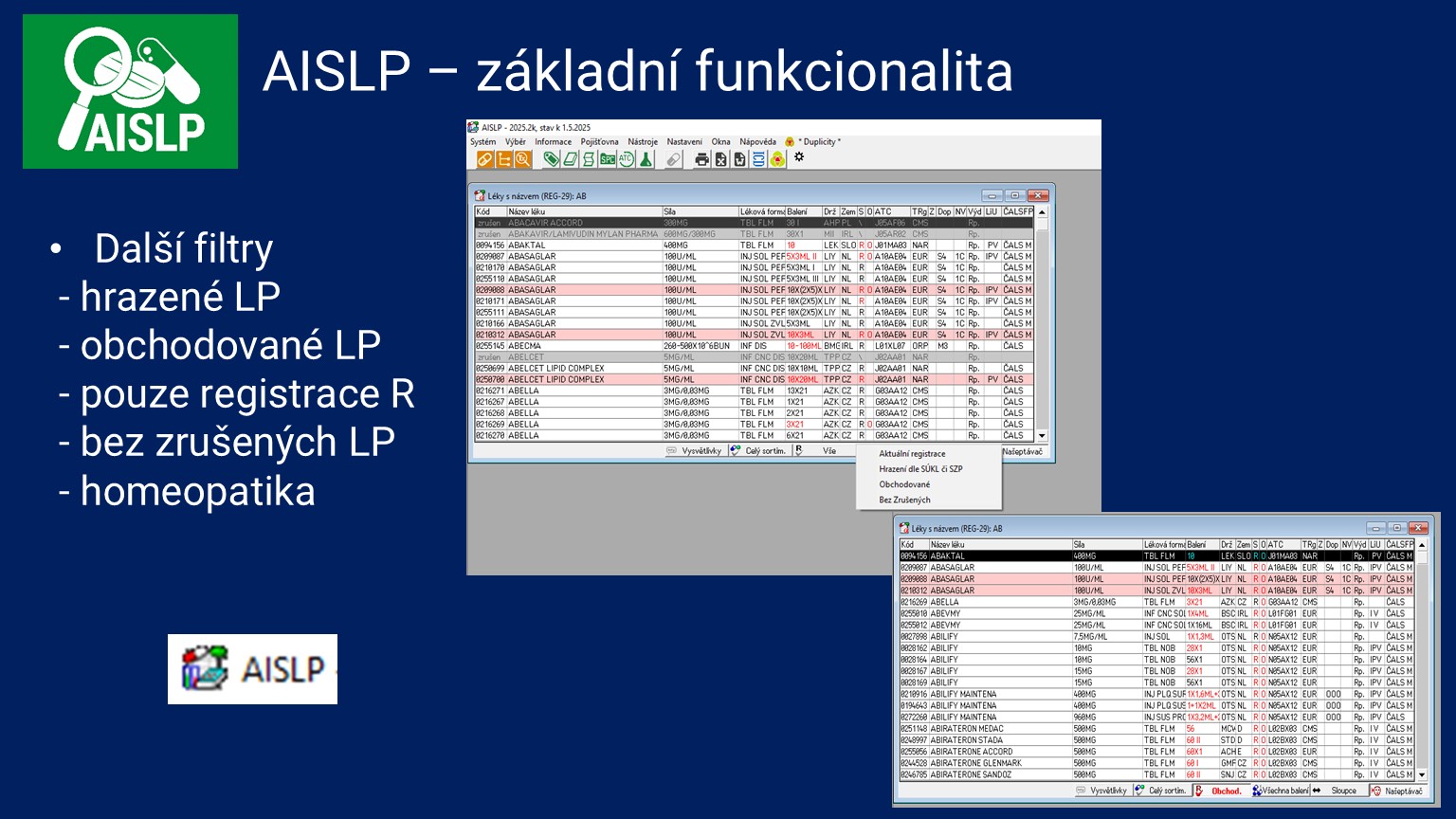 AISLP - základní funkcionalita